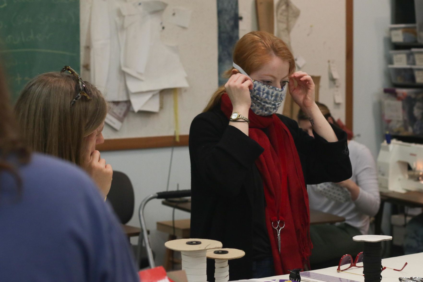 Kennedy Theatre students making masks